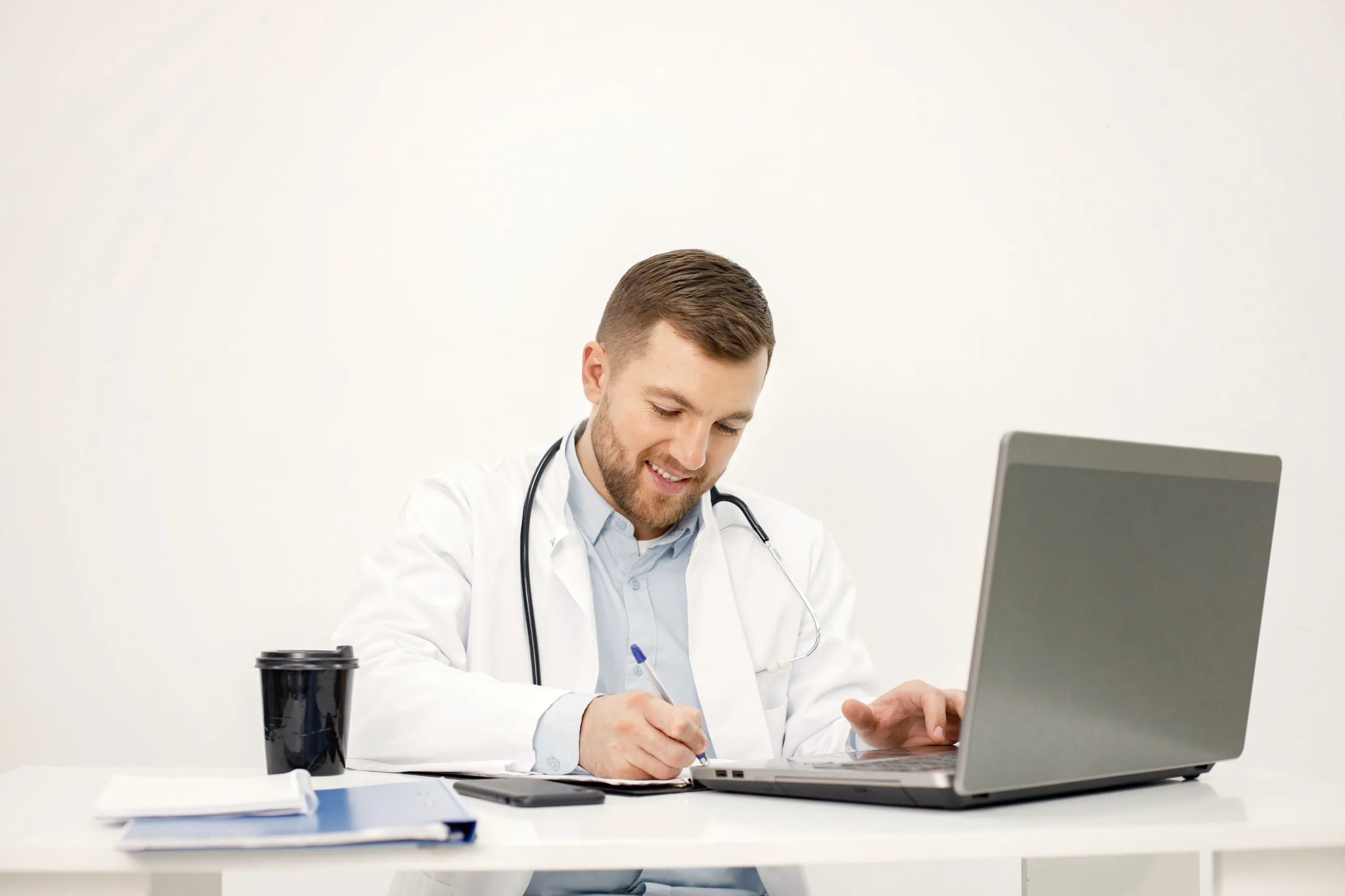 Student accessing healthcare learning resources on a laptop